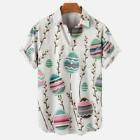 Мъжки Плаж върхове лято Великден отпечатани Вечерен яка Джобен бутон с къс ръкав тениски Хавайски Блузи
