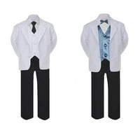 Момче Официално Вратовръзка Черно Бяло Костюм Комплект Сатен Папийонка & Жилетка Бебе См-Теен