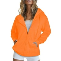 Тенчкопски палта за жени с качулка с дълъг ръкав твърд цвят зимна модна оранжево яке с джоб xl