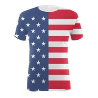 Тениски на американския флаг за независимост за жени свободни годни графики Y2K Print Daily O Neck Tank American 4 -ти юли Печат блуза с къс ръкав тренировка Loose Tees Womens Tops Cressing Casual Summer