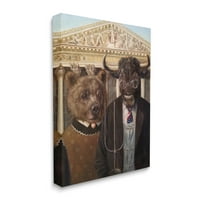 Ступел индустрии американски Готически фондов пазар бик мечка пародия платно стена изкуство от Лучия Хефернан