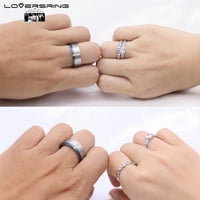 Регулируем размер Сватбен пръстен комплекти двойки Пръстени стерлинги Сребърен кръг Сватба годежен пръстен булчински комплекти Мъже титанов Сватбена халка