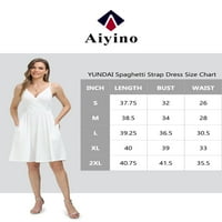 Aiyino Women's V Neck Floral Spaghetti Strip Summer Lessual Swing Ress с джоб