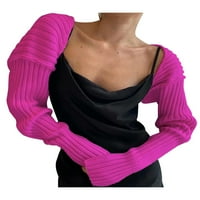 Sprifallbaby нова вълнена блуза жени ултра-къса плетено пуловерно яке просто разхлабена версия яке