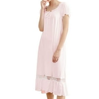 Homgro женски мека нощна нощувка с къс ръкав pjs сладък спящ реколта летен елегантен дантелен шезлонг розово 8-10