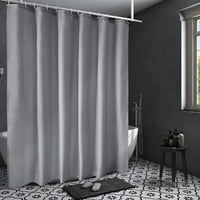 Облицовка за завеси за душ, тъкан завеса за баня с куки за хотел, водоустойчив, светлосив, височина на ширината