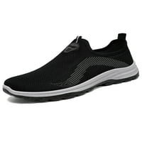 Мъжки маратонки Zodanni Slip On Flats Mesh Walking Shoes Леки ежедневни обувки Работа с неплъзгащи се комфортни мокасиви черни 6.5