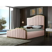 Меридиански мебели Jolie Pink Velvet Queen Bed