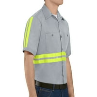 Червен кап® Мъжки къс ръкав подобрена видимост Памук работна риза