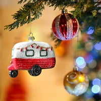 Душ завеса коледна боя във форма на топка висулка пластмасова висулка Коледна чанта за подаръци за кола с сняг декорации за декор за декор декор смола смола