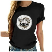Риза за бейзболна мама за жени, летни ежедневни графични тийнейджъри забавни върхове с къс ръкав удобни свободни тениски празнични блузи