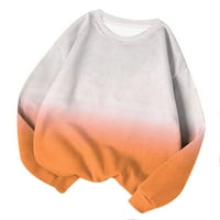 Ersazi Women Cardigan Fashion Fashion Round Courly Pullover Цветна дълъг ръкав Небрежен хлабав връх в клирънс оранжеви дамски ризи с дълъг ръкав xl