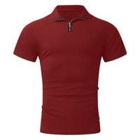 Тениски за модни мъже тениски за свободното време спортен фитнес масивен цвят Zipper Raglan Sleeve Тениска с късо ръкав риза за пътуване ваканция