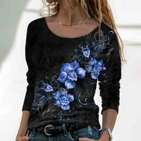 Paiwinds Fashion Woman с дълъг ръкав кръгла шия печат блуза есен причинно -следствени върхове на пуловера лилав m