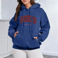 Hfolob sweatshirts за жени женски букви графични термични облицовани качулки суичър модни дрехи