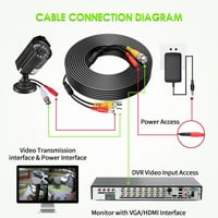 -Geek 25ft BNC Video Power Cable Wire Проуууууууууфането с високо качество, PVC тел замяна на 1080p 720p AHD TVI CVI аналогов CVBS наблюдение CCTV DVR система