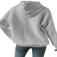 Beiwei дамски качулки върхове швейцарски точки качулки теглене суичър ежедневни суичъри жени пуловер с дълъг ръкав свободен год качулка сиво s