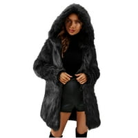 Pejock дамски зимен топъл лапета fau furry fuzzy палто яке хаке