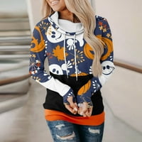 HHEI_K Графични суичъри Женски случаен моден печат с дълъг ръкав пуловер Суичърс Суичърс