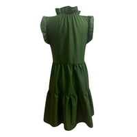 Ефектни рокли за слънце Флоу Макси рокля А-линия редовни Без ръкави плътен зелен ХХХЛ