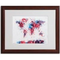 Запазена марка изобразително изкуство боя пръска карта на света Матиран в рамка от Майкъл Томпсет