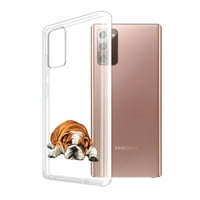 Soft TPU Clear Case Slim Protective Cover за Samsung Galaxy Note 6.7 , Английско куче булдог, лежащо, гледайки нагоре