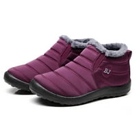 Honeeladyy жени зимен солиден цвят поддържайте топли обувки за глезени плюс кадифена обувка плоски снежни обувки продажби