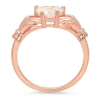 1. CT сърце отрязано ясно симулиран диамант 18K розово злато годишнина ангажимент Claddagh Размер на пръстена 5.5