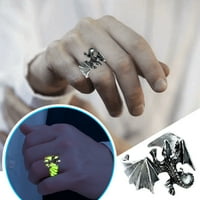 SIMU Пръстени от неръждаема стомана за мъже жени, които летят регулиране на ретро светещи пръстени Светени Драконови пръстени Аксесоари Pterodactyl Open Ежедневен пръстен ?