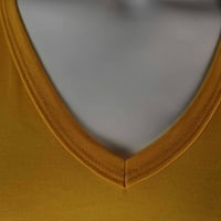 Vedolay ризи Женски ежедневни върхове Бизнес работа Блузи Бели ризи Капачка ръкав V Врат тениска, оранжева XL