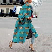Якета Simplmasygeni за жени Clearance Coat Fashion Women Printed Pocket Juge Auterwear Cardigan Overcoat Long Trench Coat