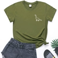 Whlbf дамски ток клирънс жени нов сладък динозавър графични тениски тийнейджърки за момичета смешни тийнейджъри отгоре