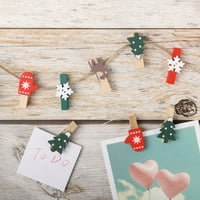 комплект Сладък коледни клипове Коледа декорация на дома Подаръци Лос Нова Година мини клипове коледни дървени колчета снимки скоба държач за Карти снежинка 2