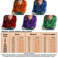 Плюс размер жени суичър есен зима пеперуда печат пуловер Топ ежедневен цип v-образен тениска с дълъг ръкав блуза s-5xl