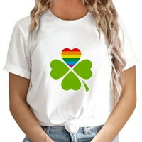 Амидоа за жени летен солиден цвят St.Patrick Print Top Crewneck Тениски с къс ръкав летни дрехи летни дрехи