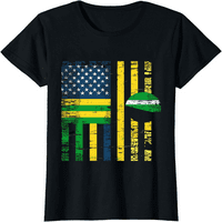 Американски бразилски корени Половин американски САЩ Бразилски флагове тениска черна 4x-голяма