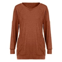 Дамски джобни ризи небрежни свободни годни туники от най-удобни сладки суичъри с дълъг ръкав v Врат пуловерни тениски тениски
