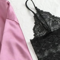 Uorcsa Midnight Lace Fashion Four Erotic V Neck Sleepwear Жени изкушение бельо комплекти лилаво