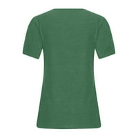 Големи тениски за жени плюс размер върхове с къс ръкав блузи редовно прилягащи тениски пуловер тениски върхове солидни тениски v върхове на шията ежедневни блузи лесно грижи дишащ пуловер зелено xxxxll