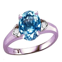 Стар к кръг истински син топаз три каменни сърце обещание годежен пръстен в КТ Розово злато Размер 6. Възрастни Жени