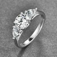 Стерлингов Сребърен годежен пръстен за жени круша и кръг нарязани ААА кубичен цирконий размер 5-10