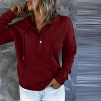 Дамски суичъри с качулка мода солиден цвят с дълги ръкави ежедневни качулки суичър пуловер блуза върхове палто