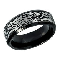 Безплатна гравиране персонализиран персонализиран гравиране на мъжете женски волфрамов сватбена лента Черен IP Платен пръстен с лазерно издълбано рок арт модели: 12.5