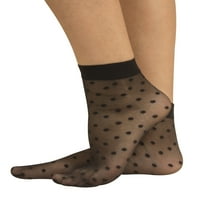 Den Pairs Жена поп чорапи, чисти чорапи на глезена, коприна, черни, италиански трикотаж