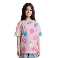 Женска тениска лятна къса ръкав великденски зайче отпечатано сладко, дете,#10