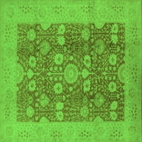 Ahgly Company Indoor Square Oriental Green Industrial Area Rugs, 6 'квадрат