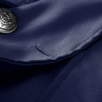 Yubatuo Дамски жилетка женски солиден цвят модна ревера тънък прилепващ джобен кардиган Костюм палто Кардиган за жени ВМС XL