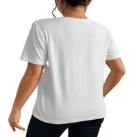 Небрежно писмо за жени с кръгла шия с къс ръкав бели тениски xs
