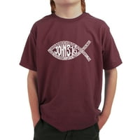 Тениска на думата за художествено момче - Джон 3: Рибен символ