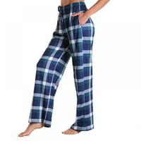 Дамски памучни Бъфало карирана пижама панталони спално облекло с джоб